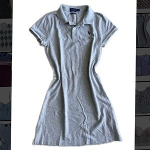 ralph lauren grey collared cotton mesh dress